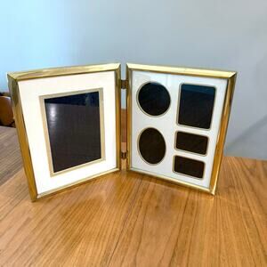 Brass Picture Frame Double Hinge Bifold Collage Matted Six Photo Korea 8x10